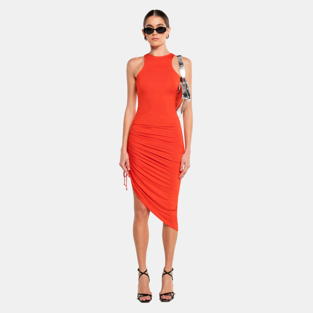 OW Collection HALTERNECK Ruched Dress Dress 200 - OW Red