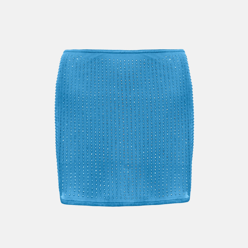 OW Collection MESHA Rhinestone Mini Skirt Skirt 199 - Elemental Blue
