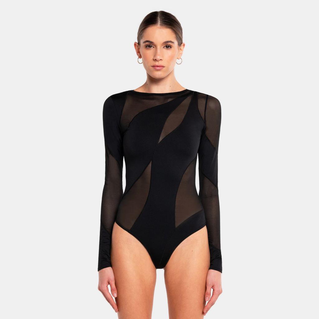 OW Collection SPIRAL Bodysuit Bodysuit 002 - Black Caviar