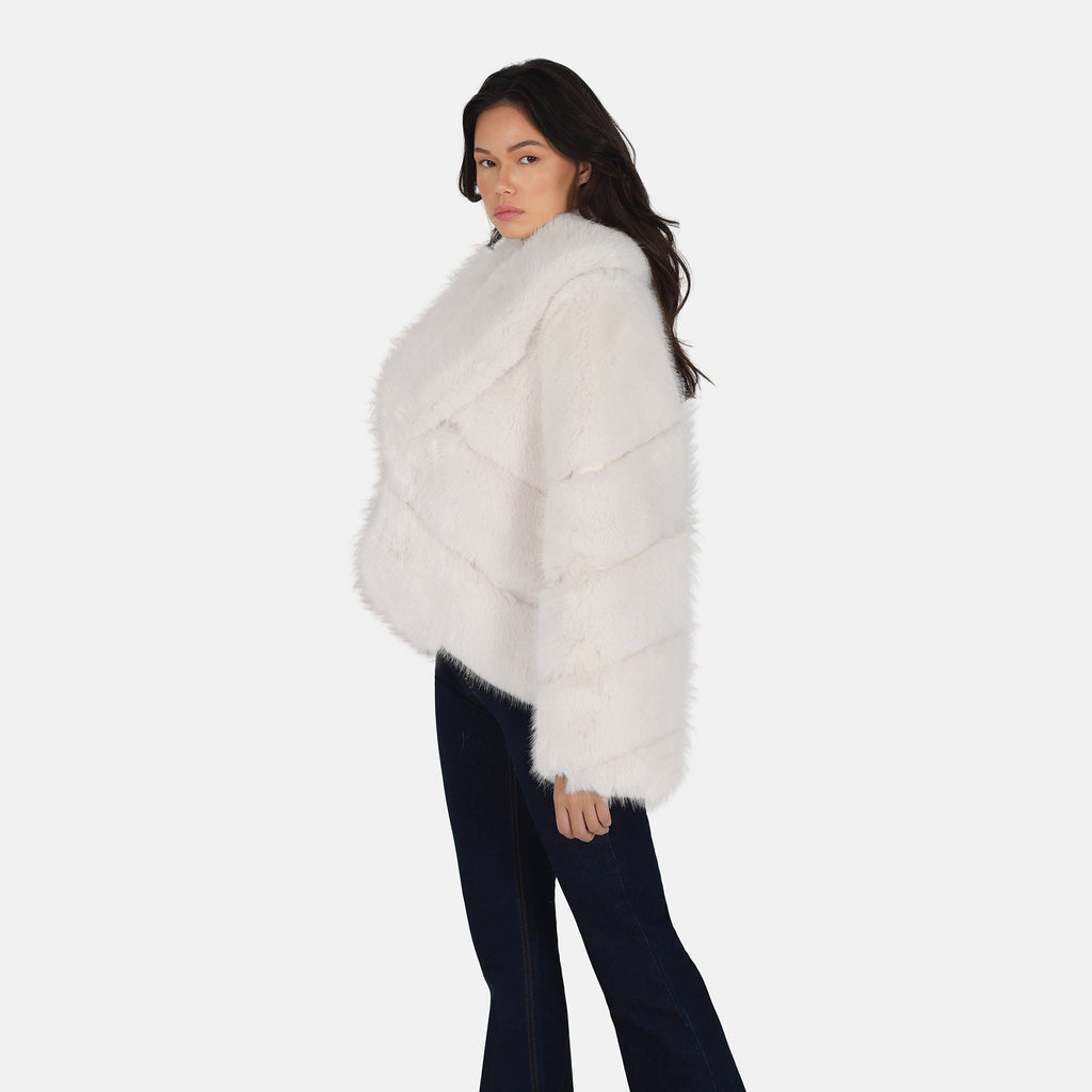 OW Collection MILAN Faux Fur Jacket Jacket 013 - Silver Fox
