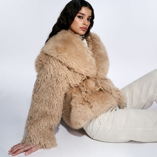 OW Collection ALVA Faux Fur Jacket Jacket 036 - Tan