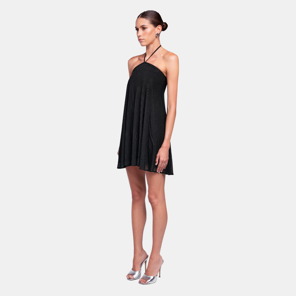 OW Collection ANDIE Rhinestone Dress Dress 002 - Black Caviar