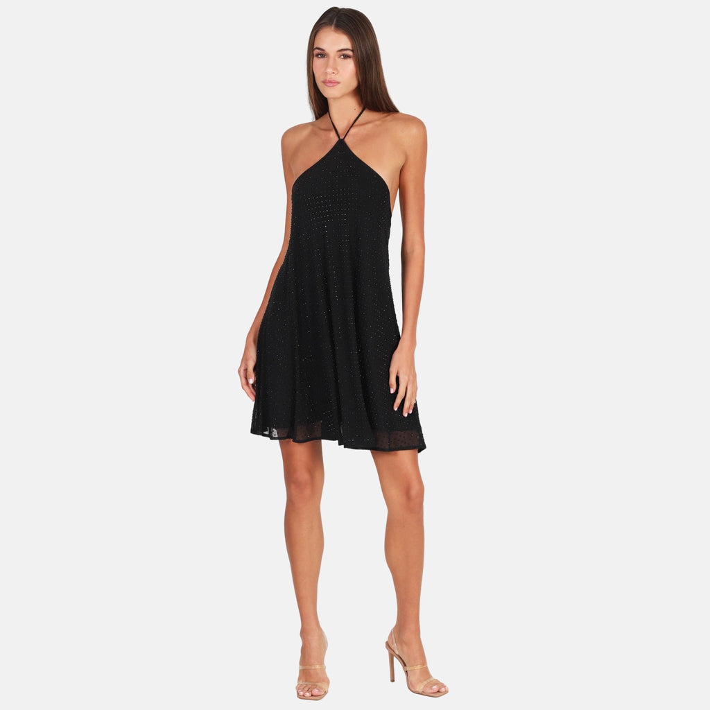 OW Collection ANDIE Rhinestone Dress Dress 002 - Black Caviar