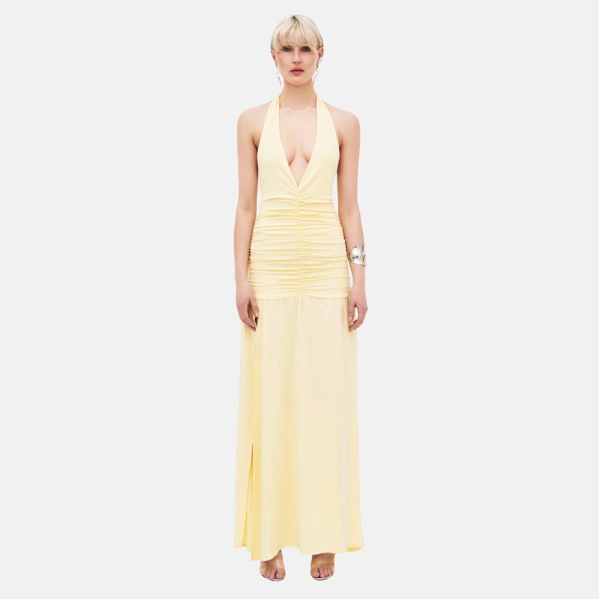 AVEN Maxi Dress | Butter Yellow Halterneck Maxi Dress | OW Collection AVEN Maxi Dress | Butter Yellow Halterneck Maxi Dress | OW Collection