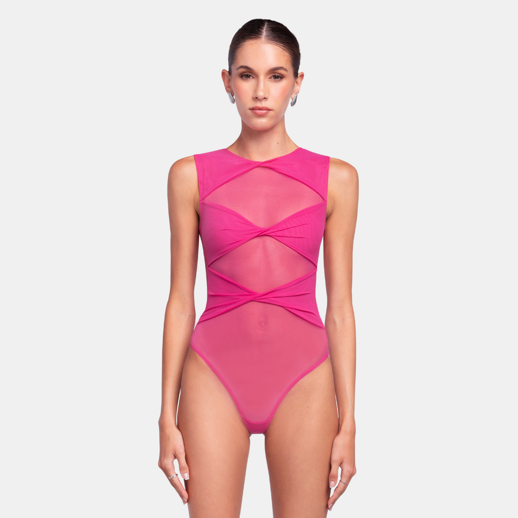 OW Collection CLARA Sheer Bodysuit Bodysuit 021 - Pink Dreams