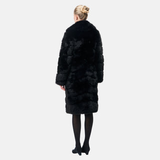 COPENHAGEN black knee-length winter coat back view