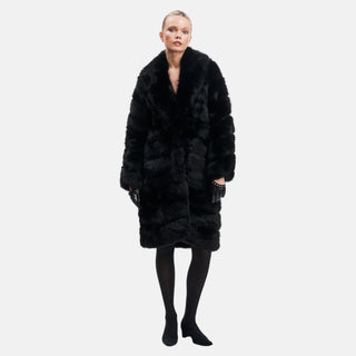 COPENHAGEN black statement faux fur coat front view