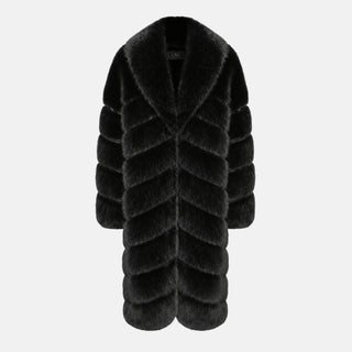 COPENHAGEN Faux Fur Coat Black front packshot by OW Collection