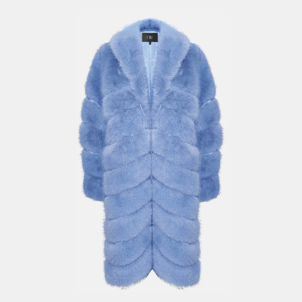OW Collection COPENHAGEN Faux Fur Coat Coat 026 - Blue