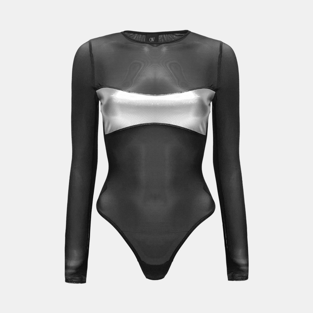 OW Collection CROC Mesh Bodysuit Bodysuit 121 - Black