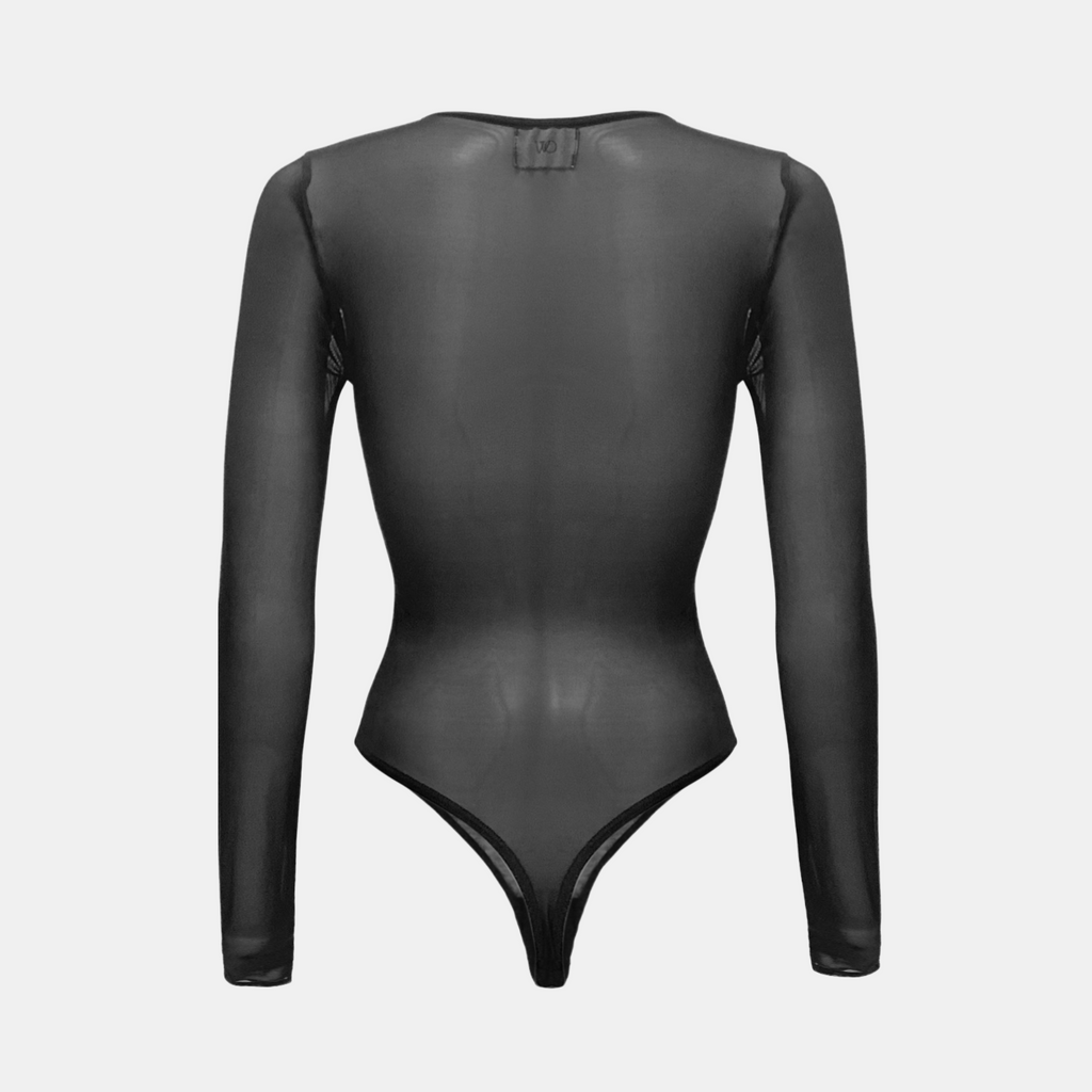 OW Collection CROC Mesh Bodysuit Bodysuit 121 - Black