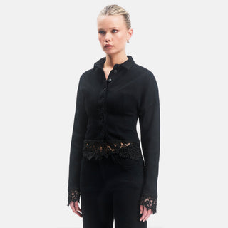 OW Collection ELDORA Denim Shirt Shirt 121 - Black