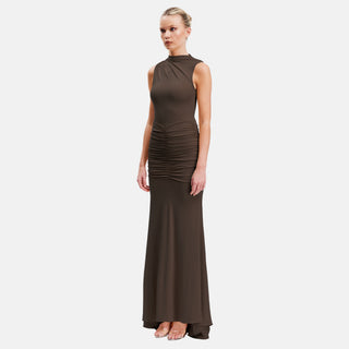 OW Collection ELINA Maxi Dress Dress 166 - Chocolate Brown