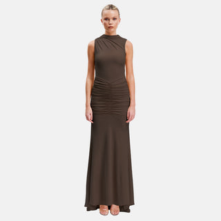 OW Collection ELINA Maxi Dress Dress 166 - Chocolate Brown