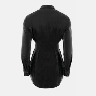 OW Collection ELLA Shirt Dress Dress 103 - Black PU