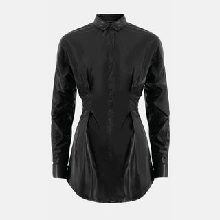 OW Collection ELLA Shirt Dress Dress 103 - Black PU