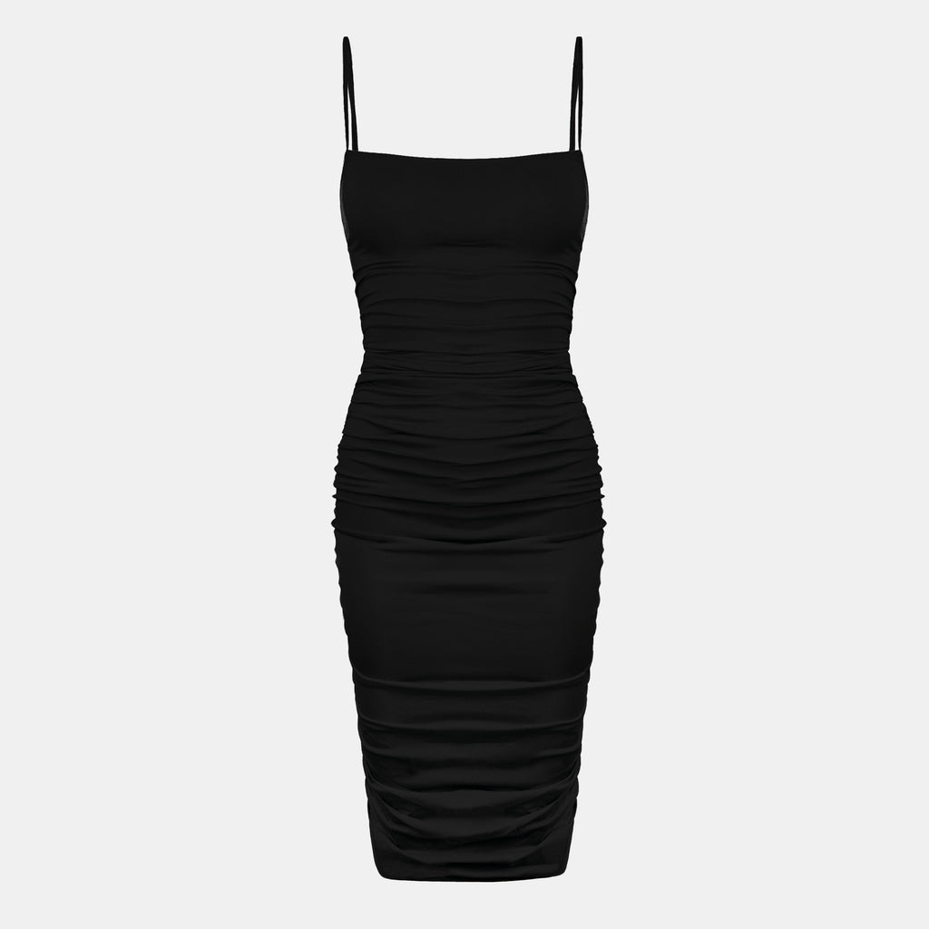 OW Collection EZRA Midi Dress Dress 002 - Black Caviar