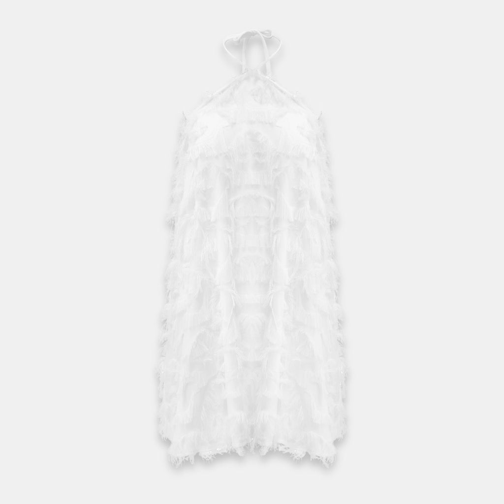 OW Collection FRANKIE Fringe Dress Dress 059 - OW White