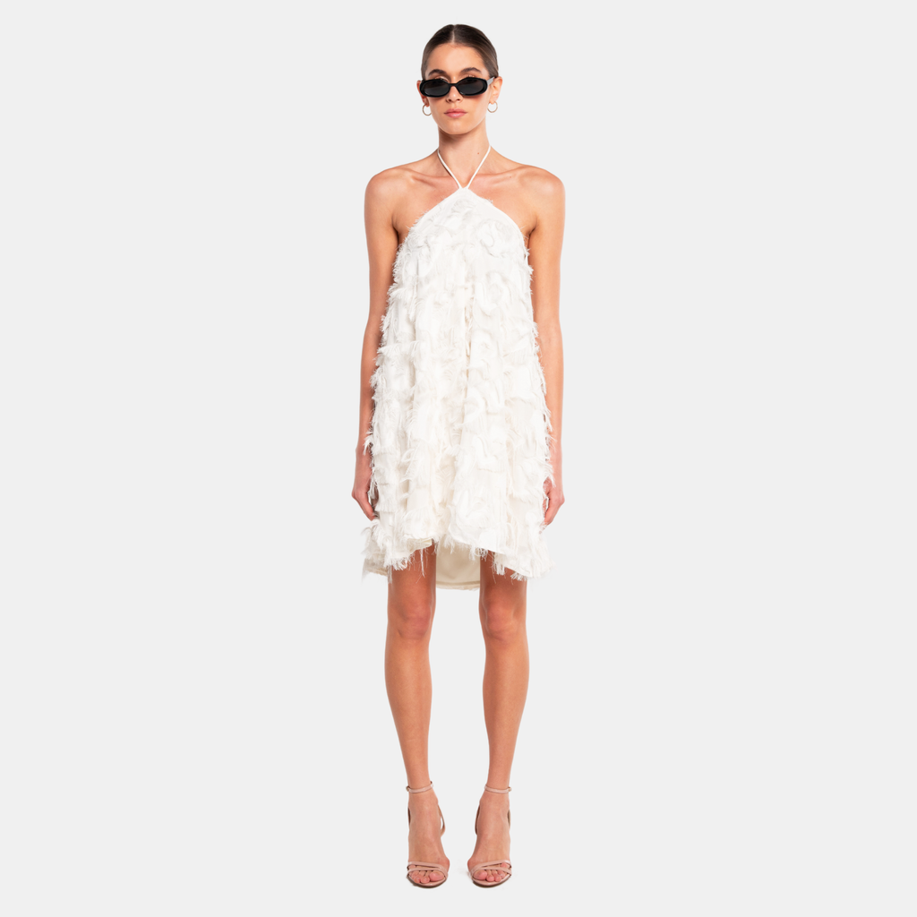 OW Collection FRANKIE Fringe Dress Dress 059 - OW White