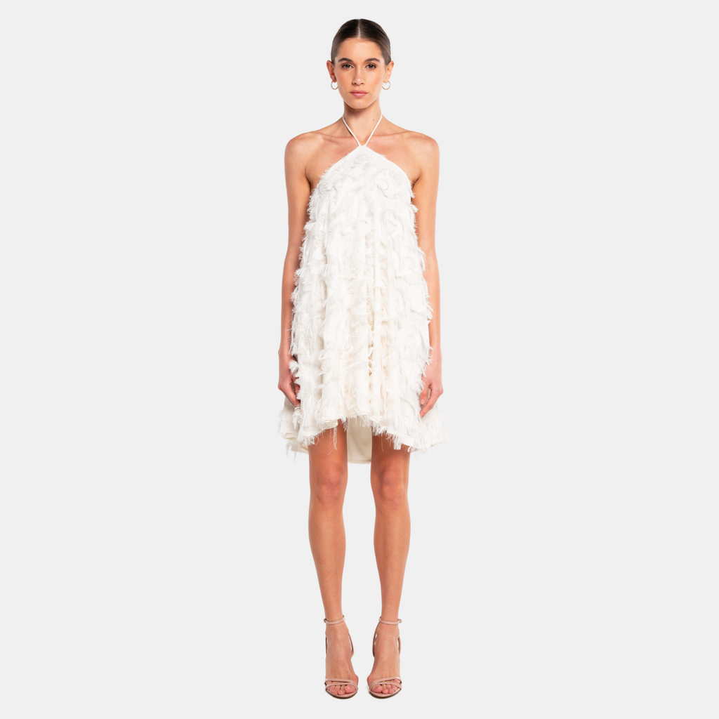 OW Collection FRANKIE Fringe Dress Dress 059 - OW White