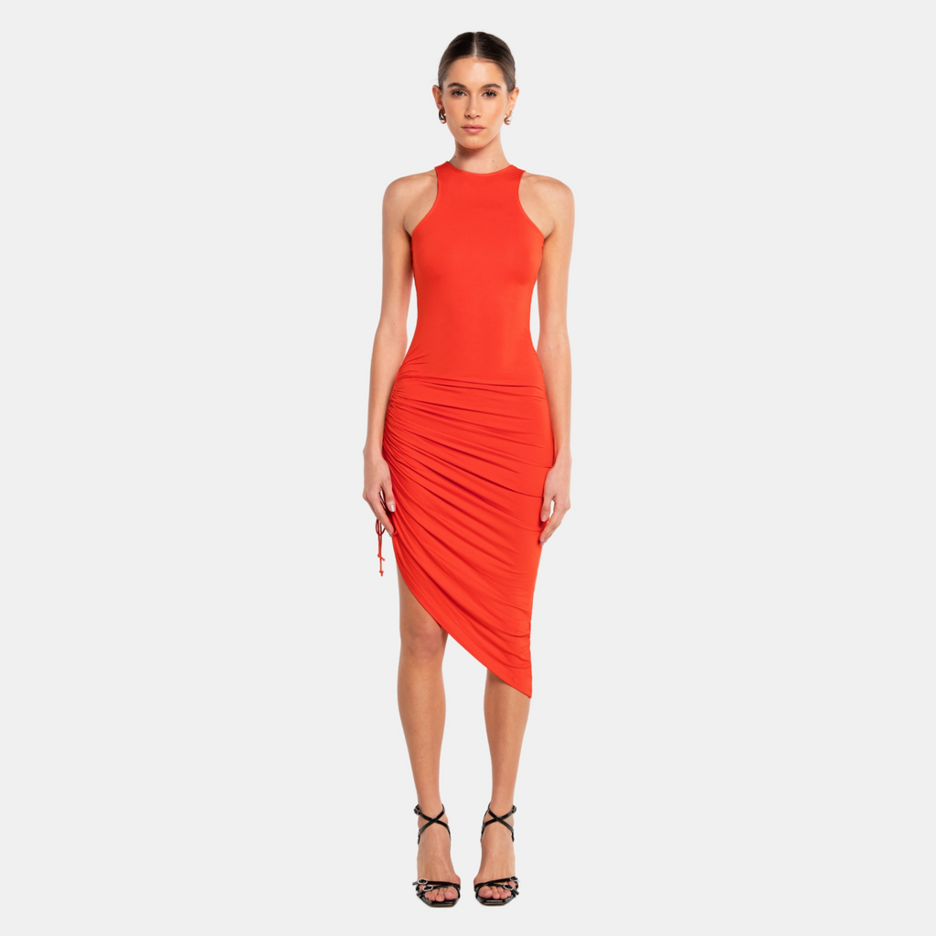 OW Collection HALTERNECK Ruched Dress Dress 200 - OW Red