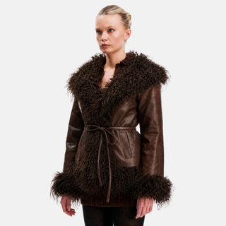 OW Collection IDUN Faux Fur Jacket Jacket 188 - Brown Mix