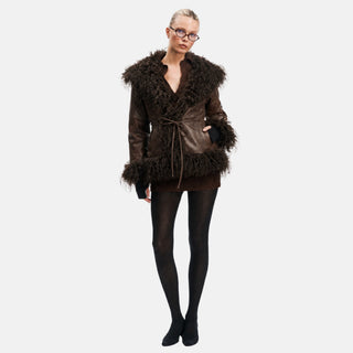 OW Collection IDUN Faux Fur Jacket Jacket 188 - Brown Mix