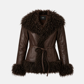 OW Collection IDUN Faux Fur Jacket Jacket 188 - Brown Mix
