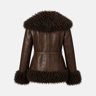 OW Collection IDUN Faux Fur Jacket Jacket 188 - Brown Mix