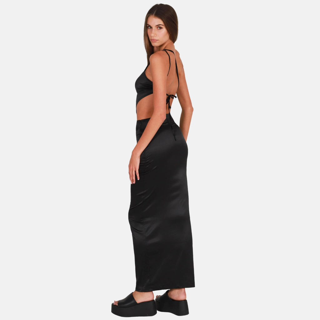 OW Collection JAMIE Maxi Skirt Skirt 002 - Black Caviar