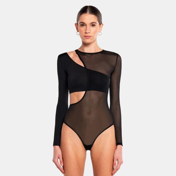 KARI Bodysuit (2-piece) | Black Mesh Bodysuit | OW Collection