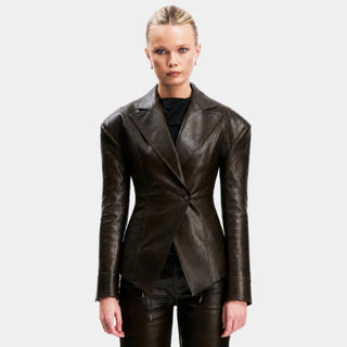 OW Collection KAYA Blazer Jacket Jacket 230 - Dark Brown