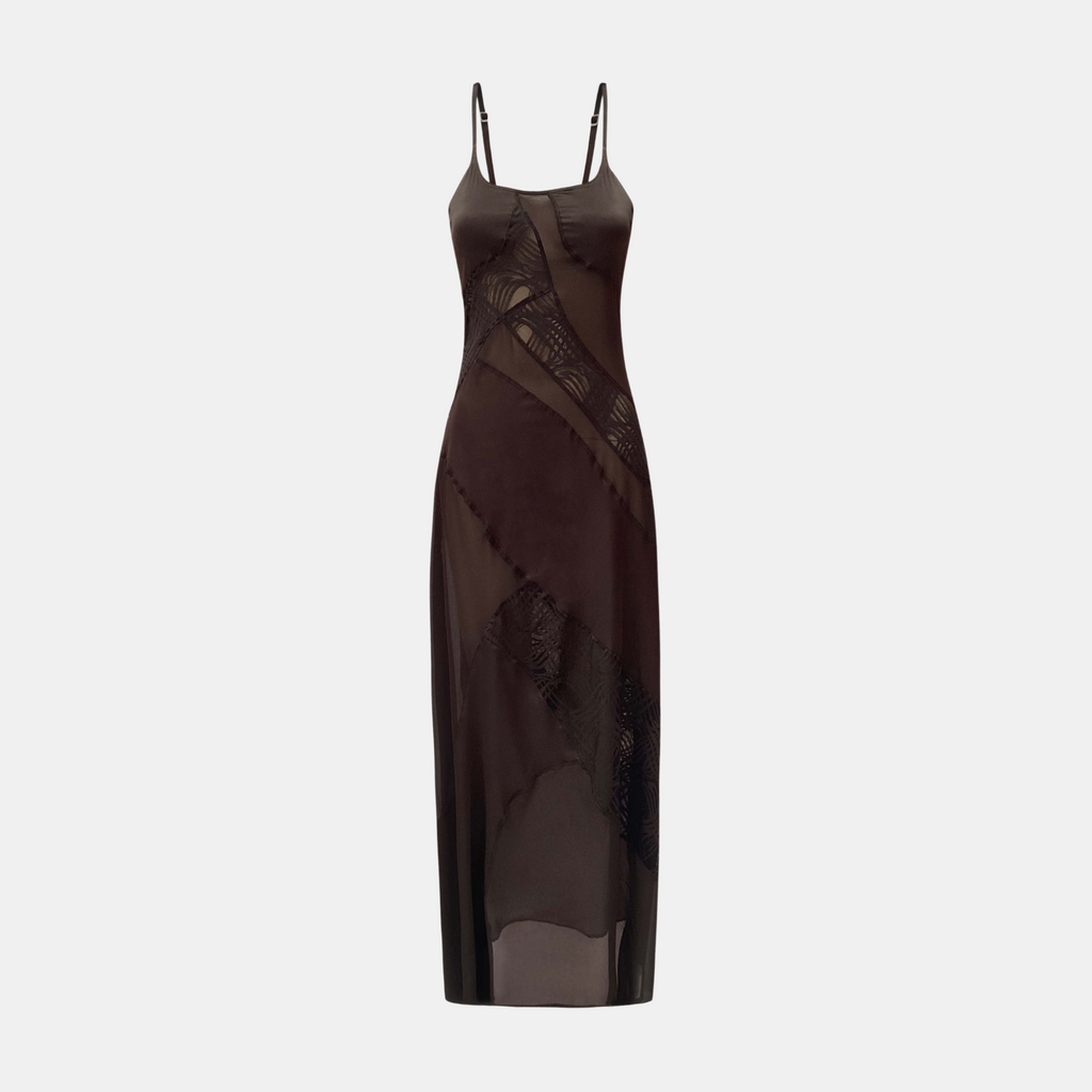 OW Collection LANEY Maxi Slip Dress Dress 185 - Brown