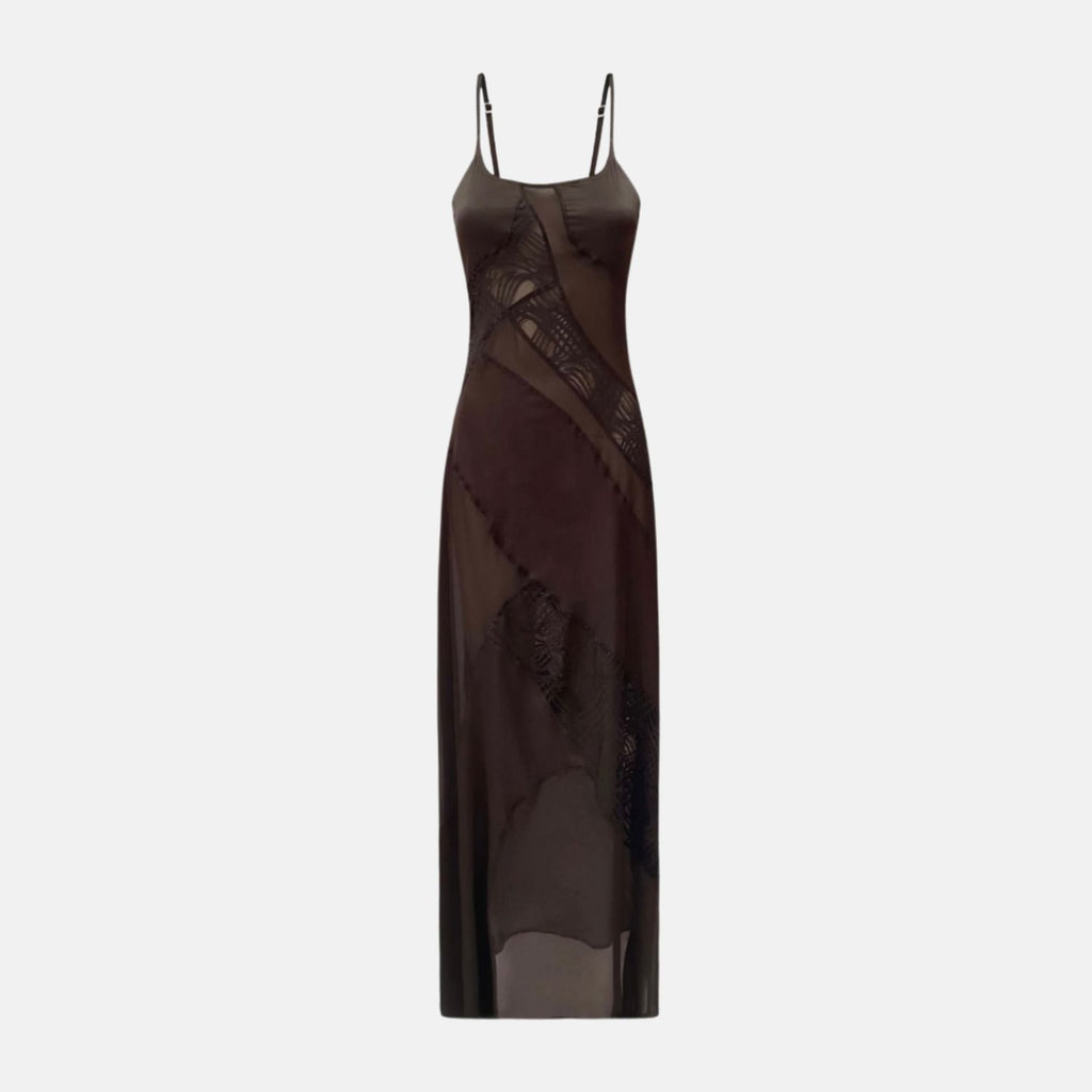 OW Collection LANEY Maxi Slip Dress Dress 185 - Brown