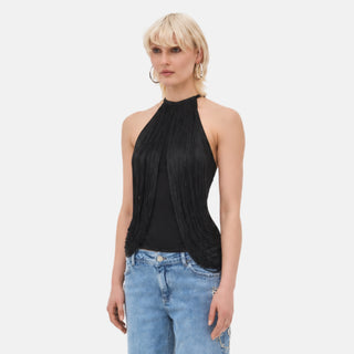 OW Collection MADDY Fringe Top Top 121 - Black