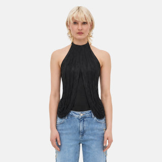 OW Collection MADDY Fringe Top Top 121 - Black