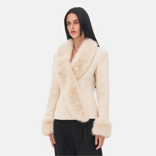 OW Collection MAEVE Faux Fur Jacket Jacket 038 - Cream