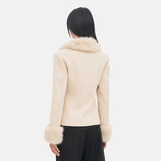 OW Collection MAEVE Faux Fur Jacket Jacket 038 - Cream