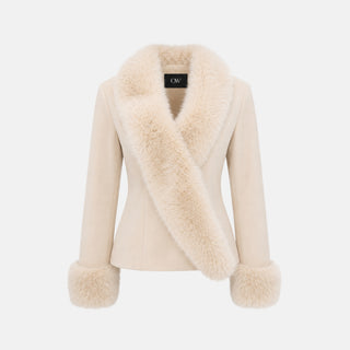 OW Collection MAEVE Faux Fur Jacket Jacket 038 - Cream
