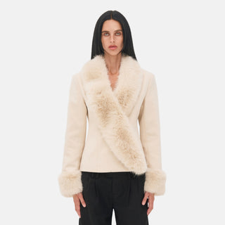 OW Collection MAEVE Faux Fur Jacket Jacket 038 - Cream