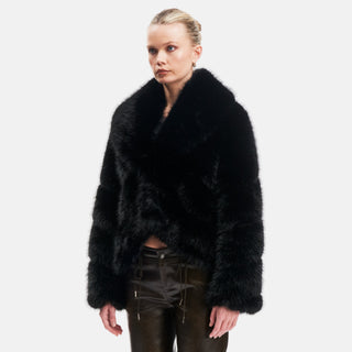 OW Collection MILAN Faux Fur Jacket Jacket 121 - Black