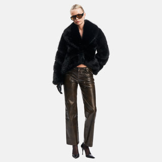 OW Collection MILAN Faux Fur Jacket Jacket 121 - Black