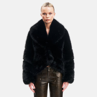 OW Collection MILAN Faux Fur Jacket Jacket 121 - Black