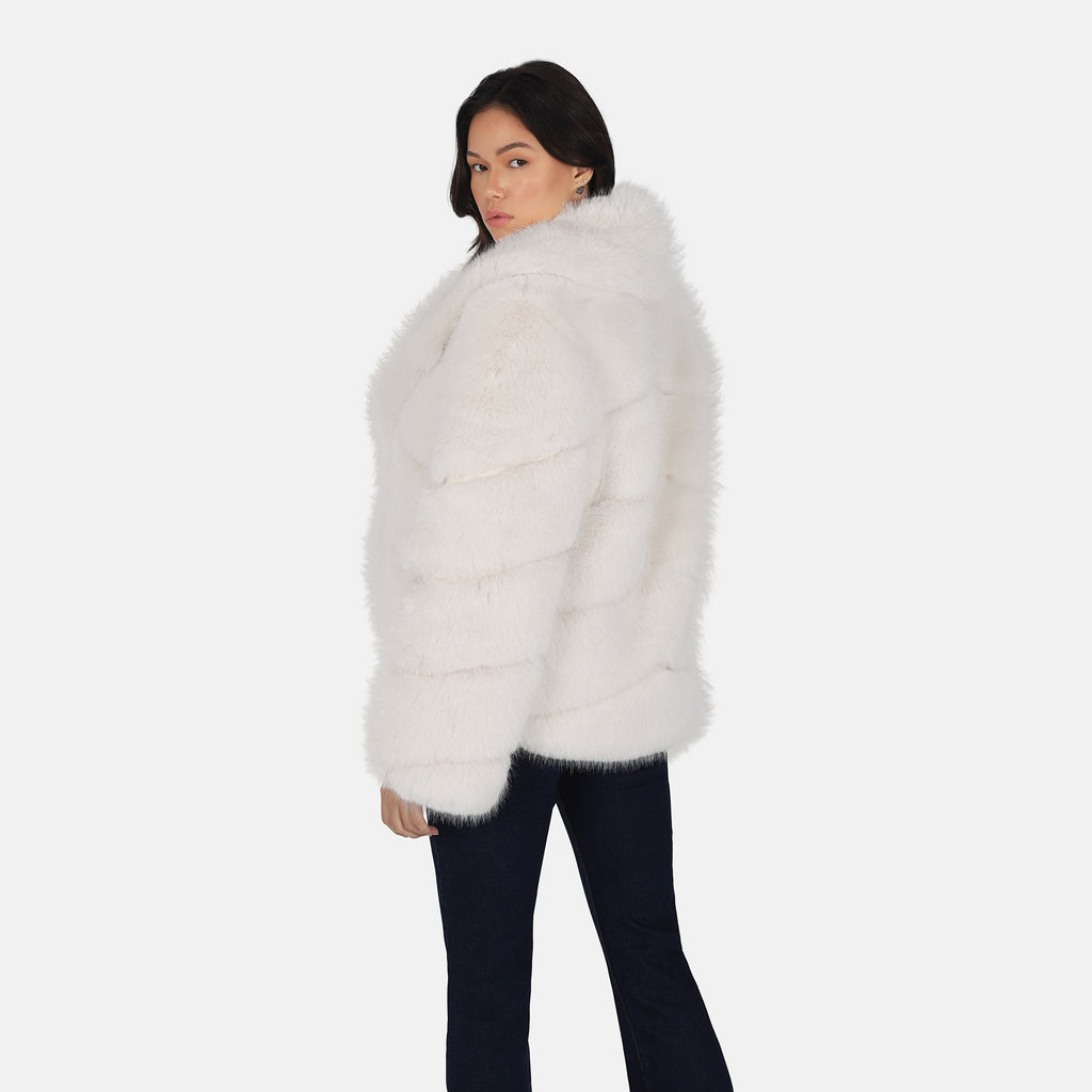 OW Collection MILAN Faux Fur Jacket Jacket 013 - Silver Fox