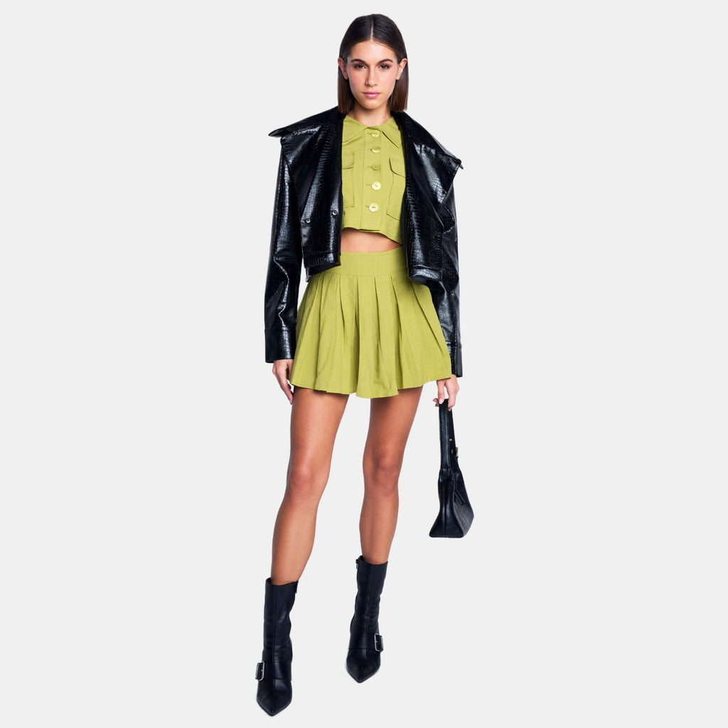 OW Collection MIRA Pleats Skirt Skirt 206 - Moss