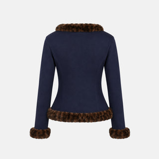 OW Collection NELL Faux Fur Cardigan Cardigan 018 - Navy