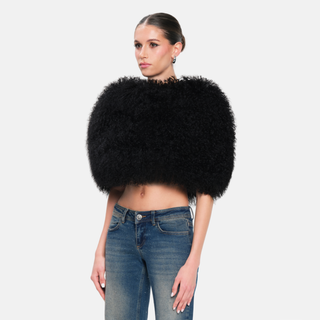 OW Collection NIA Fur Jacket 121 - Black