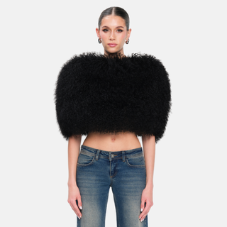 OW Collection NIA Fur Jacket 121 - Black