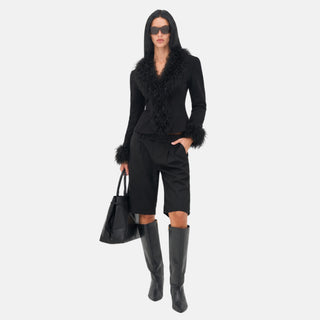 OW Collection REMY Faux Fur Jacket Jacket 121 - Black
