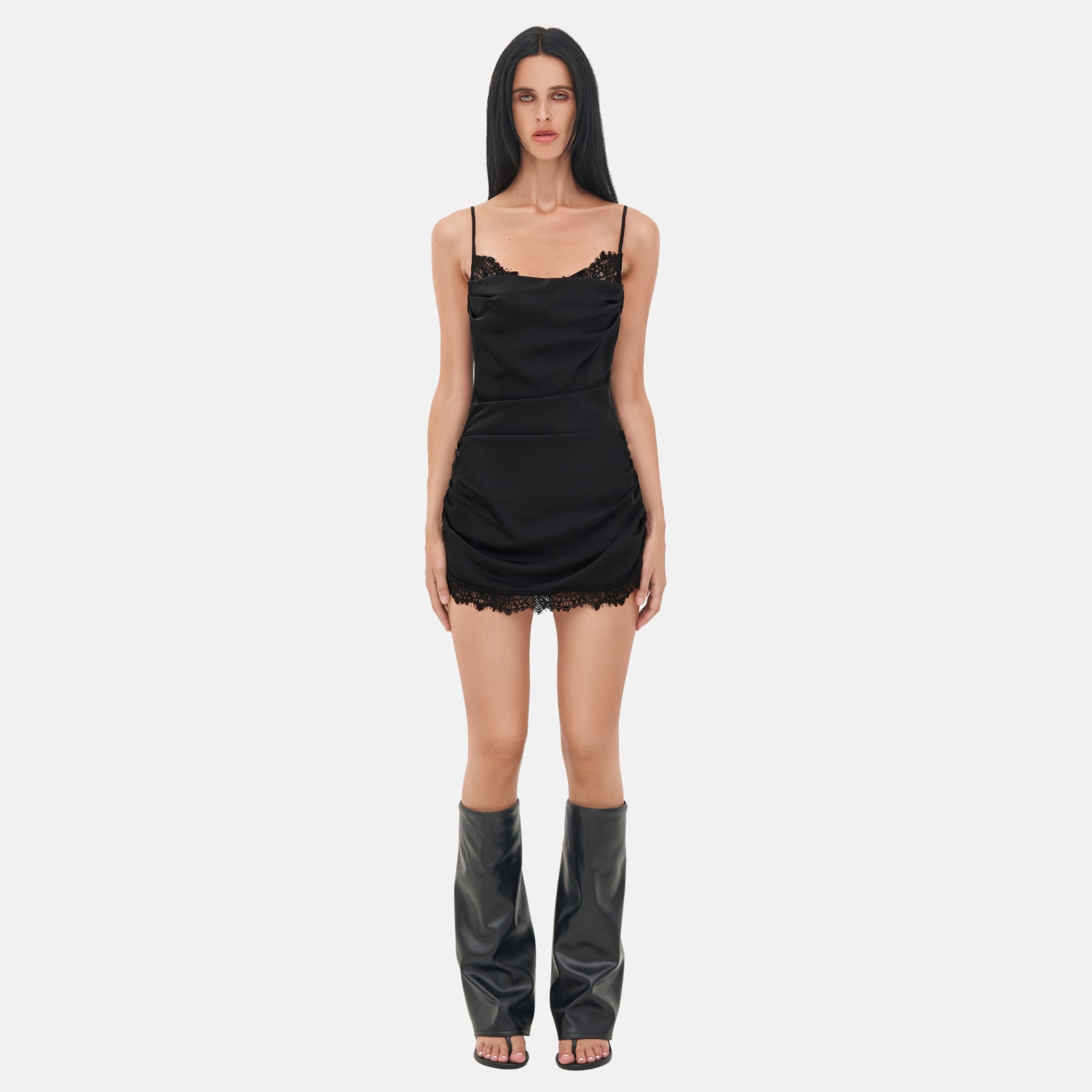 RUDY Mini Dress | Black Satin Going-Out Dress